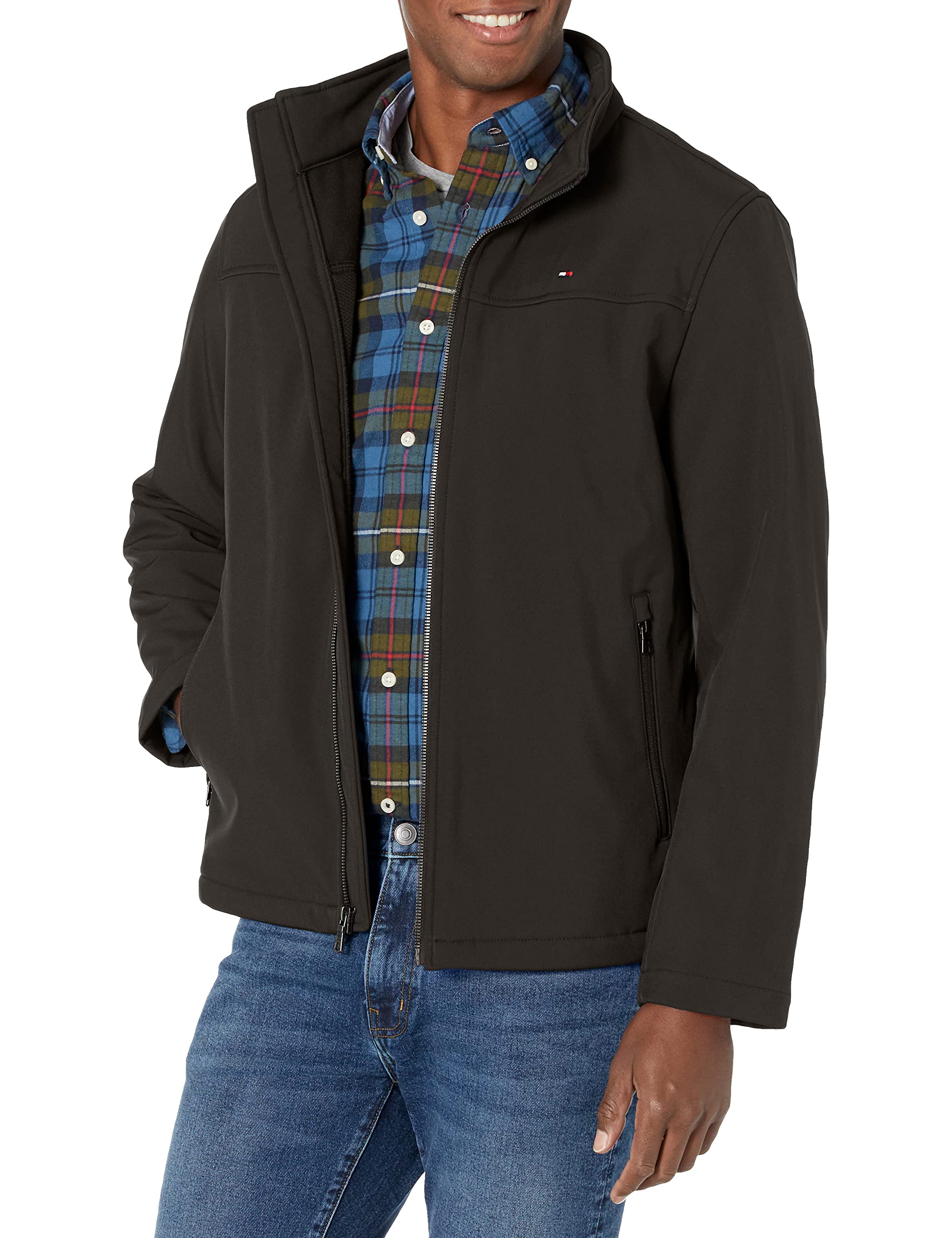 Tommy Hilfiger Men's Soft Shell Jacket - Lightweight, Water-Resistant & Breathable Activewear for Hiking, Running & Outdoor Adventures
