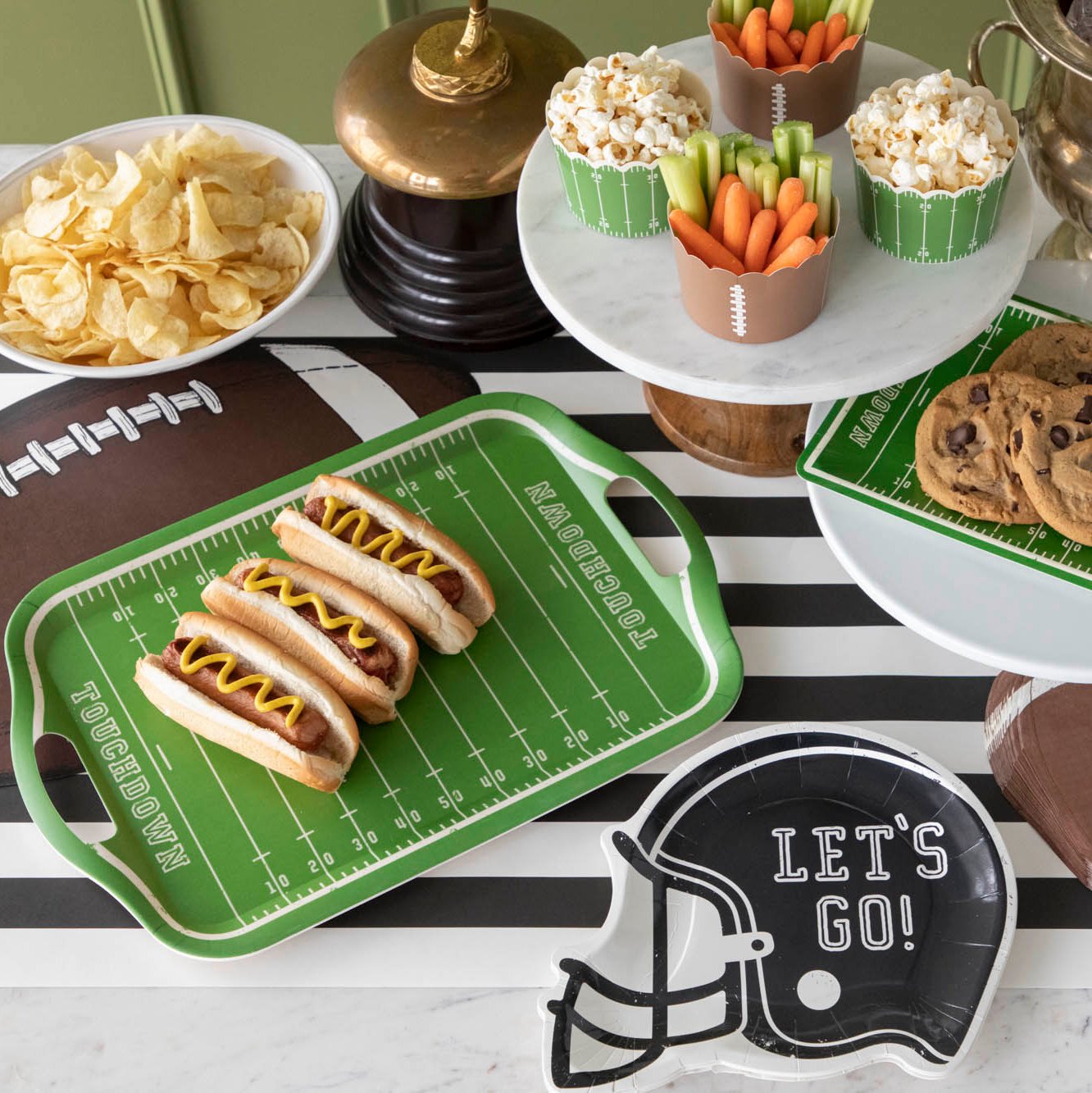 Eco-Friendly Bamboo Reusable Serving Tray for Football Tailgating, Picnics & Home Decor | Biodegradable Party Platter for Snacks & Appetizers