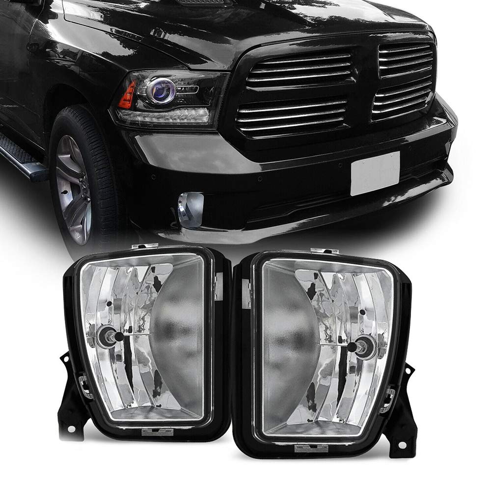 Dodge Ram 1500 Classic (2013-2020) Clear Fog Light Replacement Pair - High Visibility Driving Lights for Night & Bad Weather Conditions