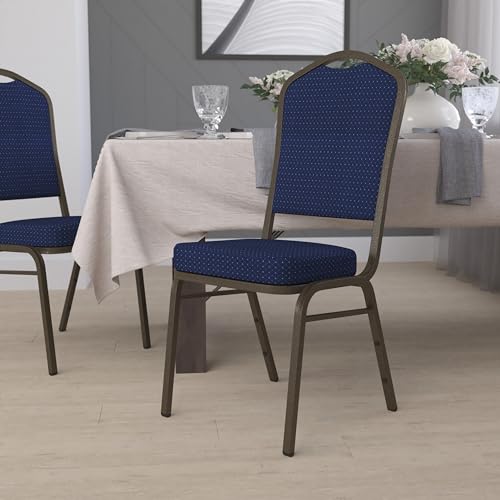 Navy Blue Patterned Fabric/Gold Vein Frame