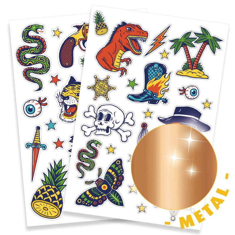 Djeco Kids Temporary Tattoos - 50+ Fun Mixed Designs for Boys & Girls - Safe, Non-Toxic Body Art for Parties, Birthdays & Playtime