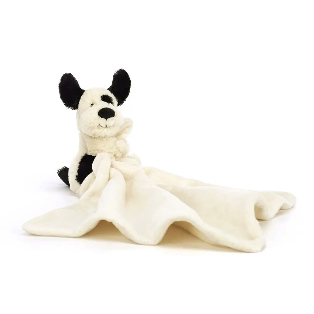 Jellycat Bashful Black & Cream Puppy Soother Stuffed Animal - Soft Plush Toy for Babies & Kids | Perfect for Cuddling, Nursery Decor, and Gift Giving