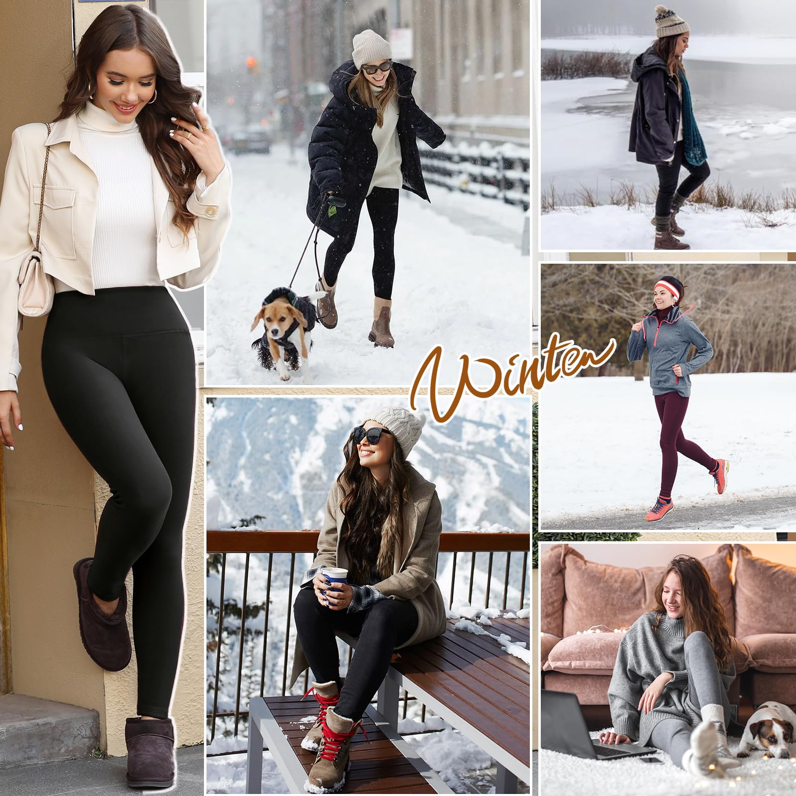 Voqeen Fleece Lined Leggings for Women - High Waisted Thick Winter Pants with Sherpa Lining, Soft Thermal Tummy Control Stretchy Warm Leggings - Perfect for Yoga, Running, Workout & Casual Outfits