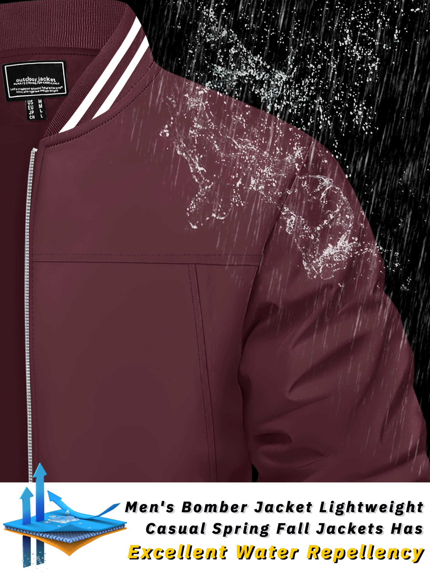 TACVASEN Men's Lightweight Jacket - Windproof Bomber Jacket with Zipper & Pockets for Spring/Fall | Perfect for Outdoor Activities, Travel & Casual Wear