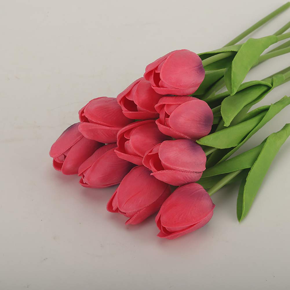 20 Heads Real Touch PU Tulip Artificial Flowers - Lifelike Fake Tulips for Wedding Bouquets, Home Decor, Office & Room Arrangements - Perfect for Centerpieces, Party Decorations & Seasonal Displays