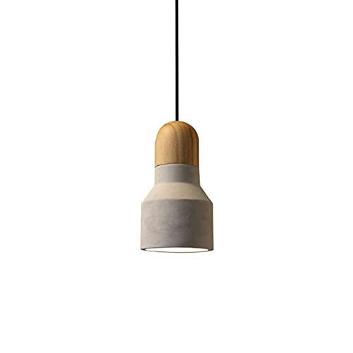 Gray Concrete Solid Wood Dome Pendant Light - Modern Industrial E27 Hanging Ceiling Lamp with Cement Shade for Kitchen Island, Dining Room, Bedroom & Living Room | Perfect for Farmhouse, Loft & Industrial Decor