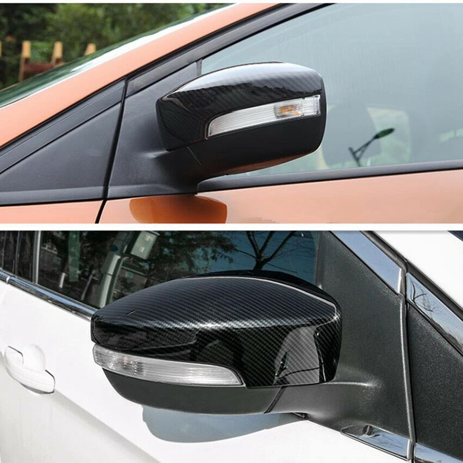 Ford Escape Kuga 2013-2019 Car Mirror Covers - 2PCS ABS Carbon Fiber Style Exterior Side Mirror Replacement Covers for Enhanced Protection & Style - Perfect for Daily Commuting and Road Trips