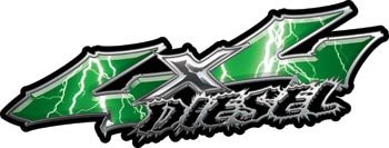 Wicked Series 4x4 Diesel Truck Decals - Lightning Green Vinyl Stickers for Off-Road Vehicles | Custom Car & Truck Accessories for Jeep, Ford, Chevy | Durable Outdoor Decoration