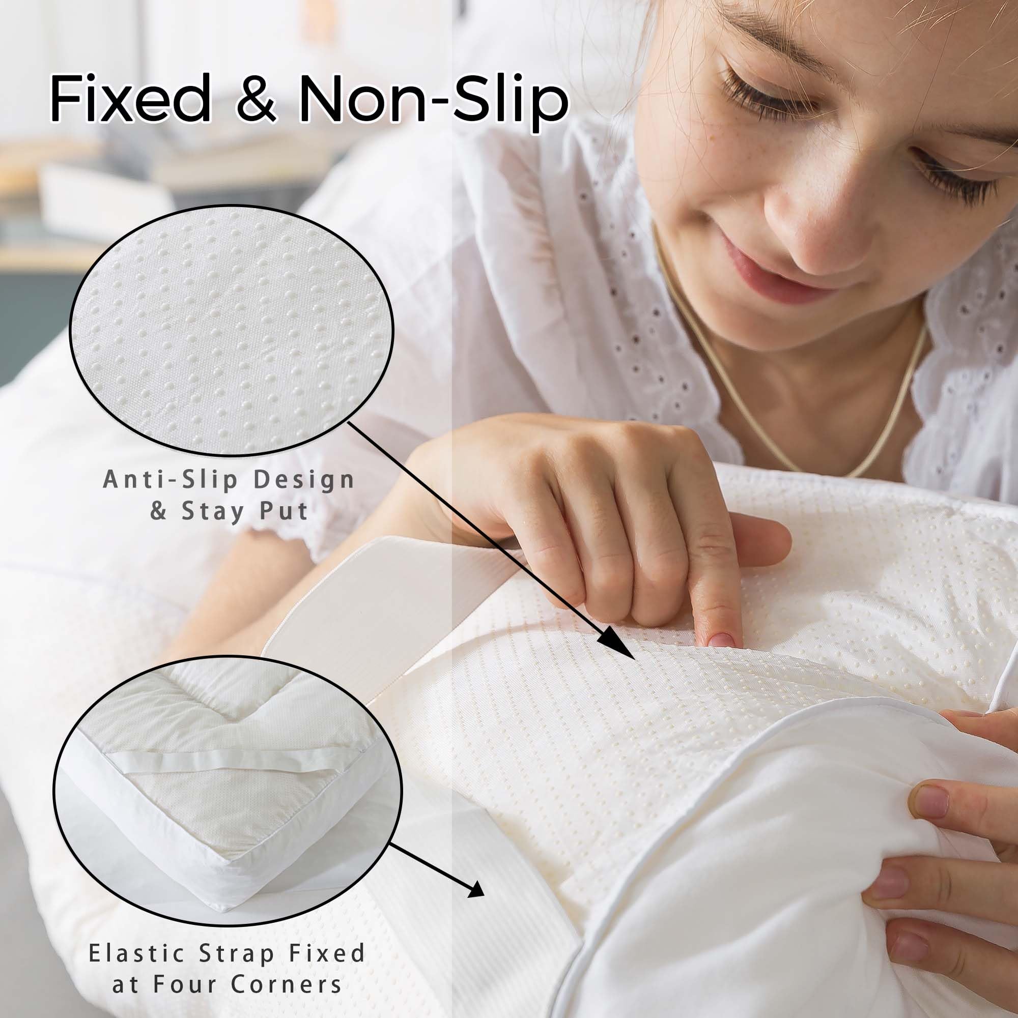 5 Inch Memory Foam Mattress Topper Queen Size - Breathable 100% Cotton Cover with Fluffy Shredded Memory Foam, Anti-Slip Bottom & 4 Anchor Elastic Bands (80x60x5 Inch) - Perfect for Back Pain Relief, Guest Beds & Enhancing Sleep Comfort