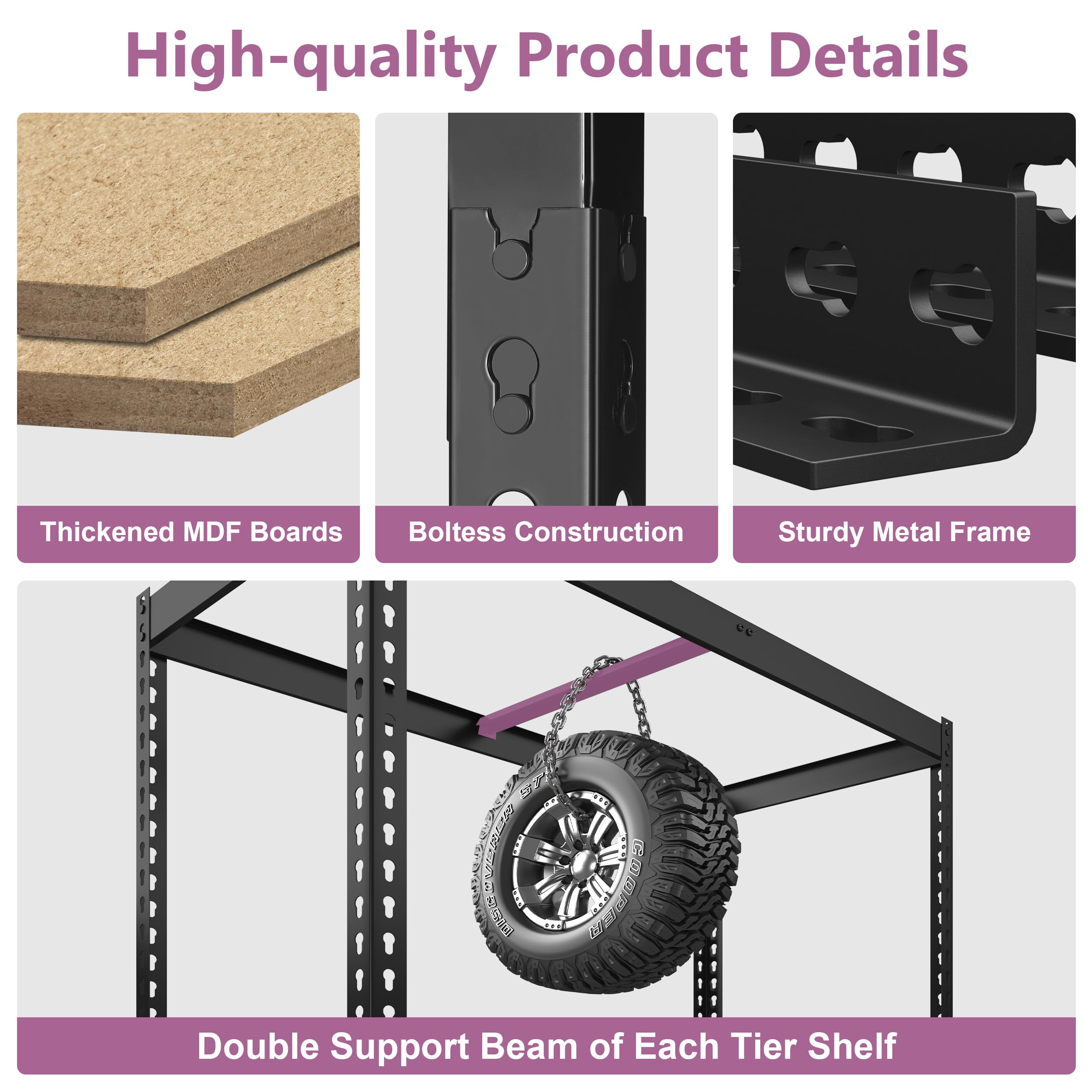 Heavy Duty 5-Tier Adjustable Metal Storage Shelves 40