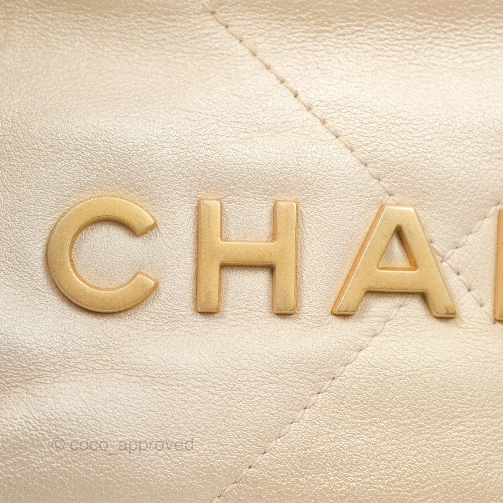 Chanel 22 Mini Bag Iridescent Light Pearly Calfskin with Aged Gold Hardware - Luxury Crossbody Purse for Women, Perfect for Parties, Date Nights & Special Occasions