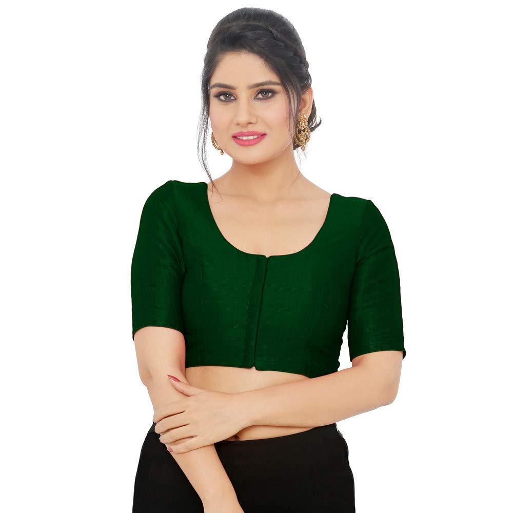 Indian Designer Women's Silk & Satin Blouse for Party Wear - Ethnic Saree Blouse in Green | Perfect for Weddings, Festivals & Special Occasions