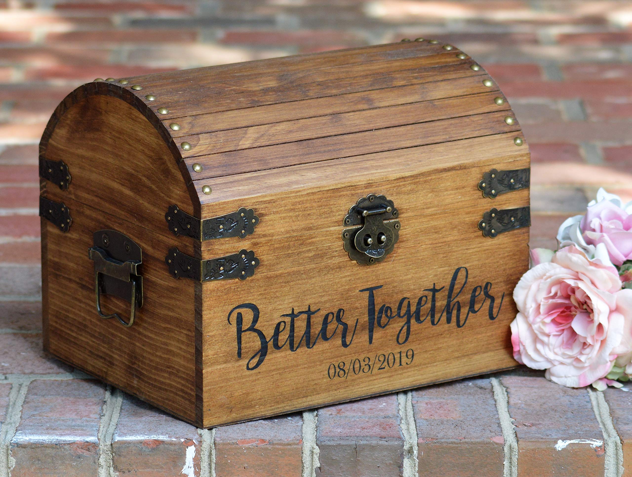 Wooden Wedding Card Box with Lock - Secure Keepsake Box for Wedding Cards, 5th Anniversary Gift | Perfect for Wedding Receptions, Bridal Showers & Memory Storage