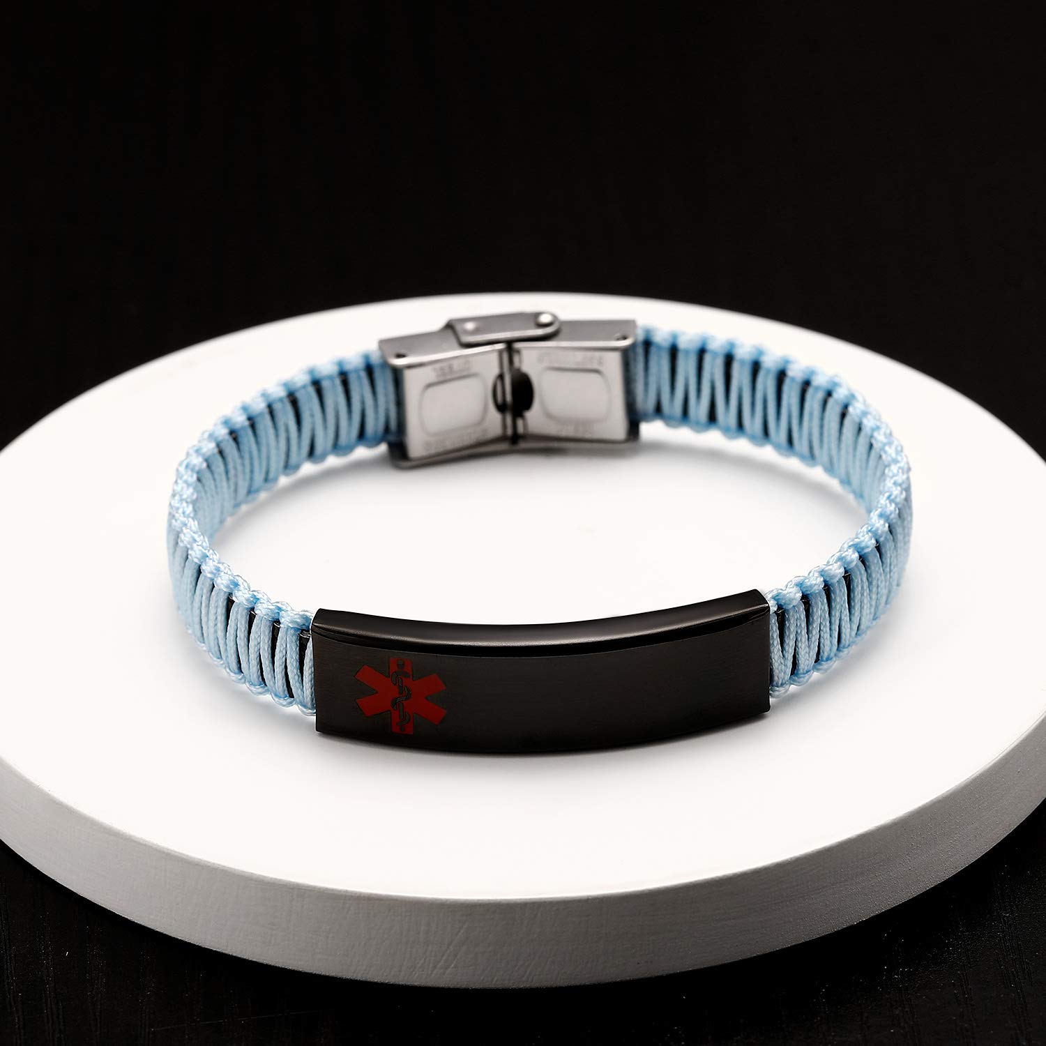 Diabetes Medical Alert ID Bracelet for Women & Men - Adjustable Handmade Nylon Braided Emergency Bracelet - Perfect for Diabetic Patients, Travel, and Daily Safety Awareness