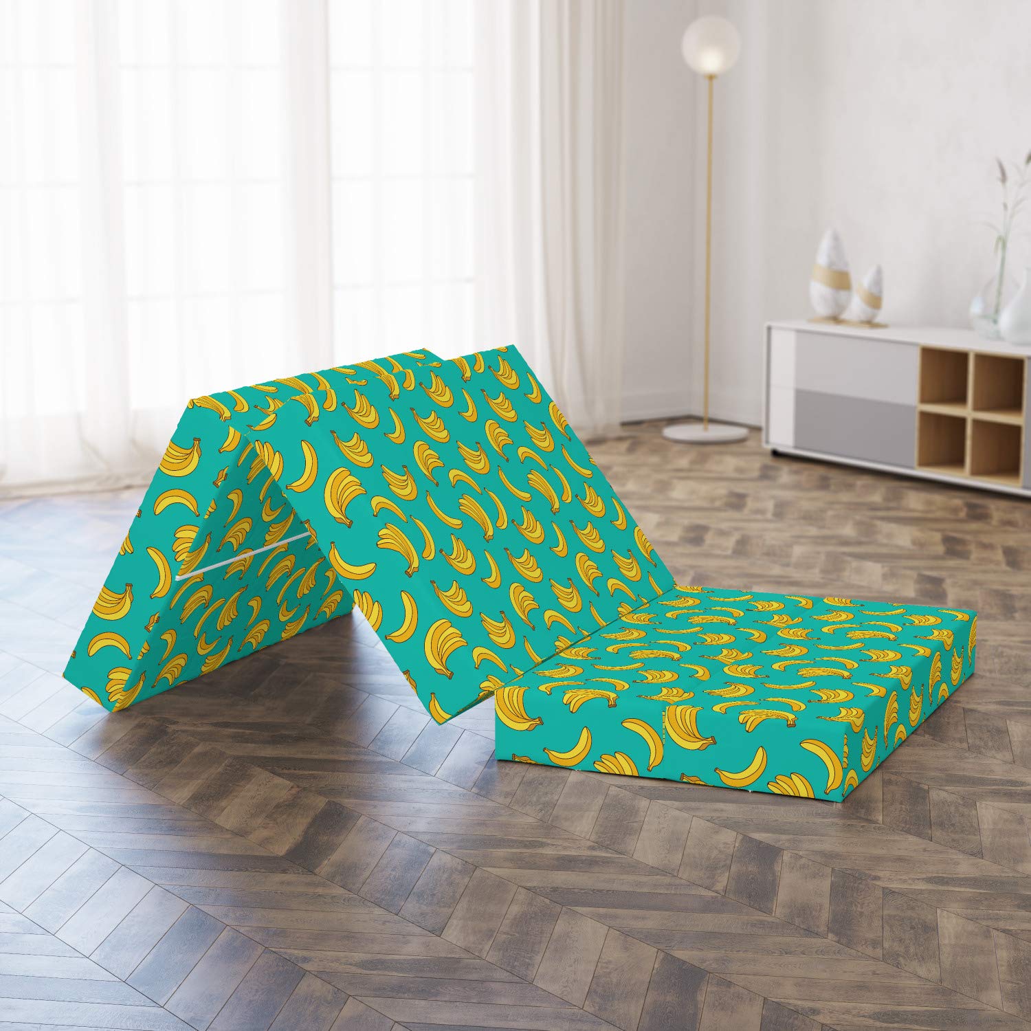 Ambesonne Banana Print Foldable Mattress - Tropical Fruit Design, 74.8