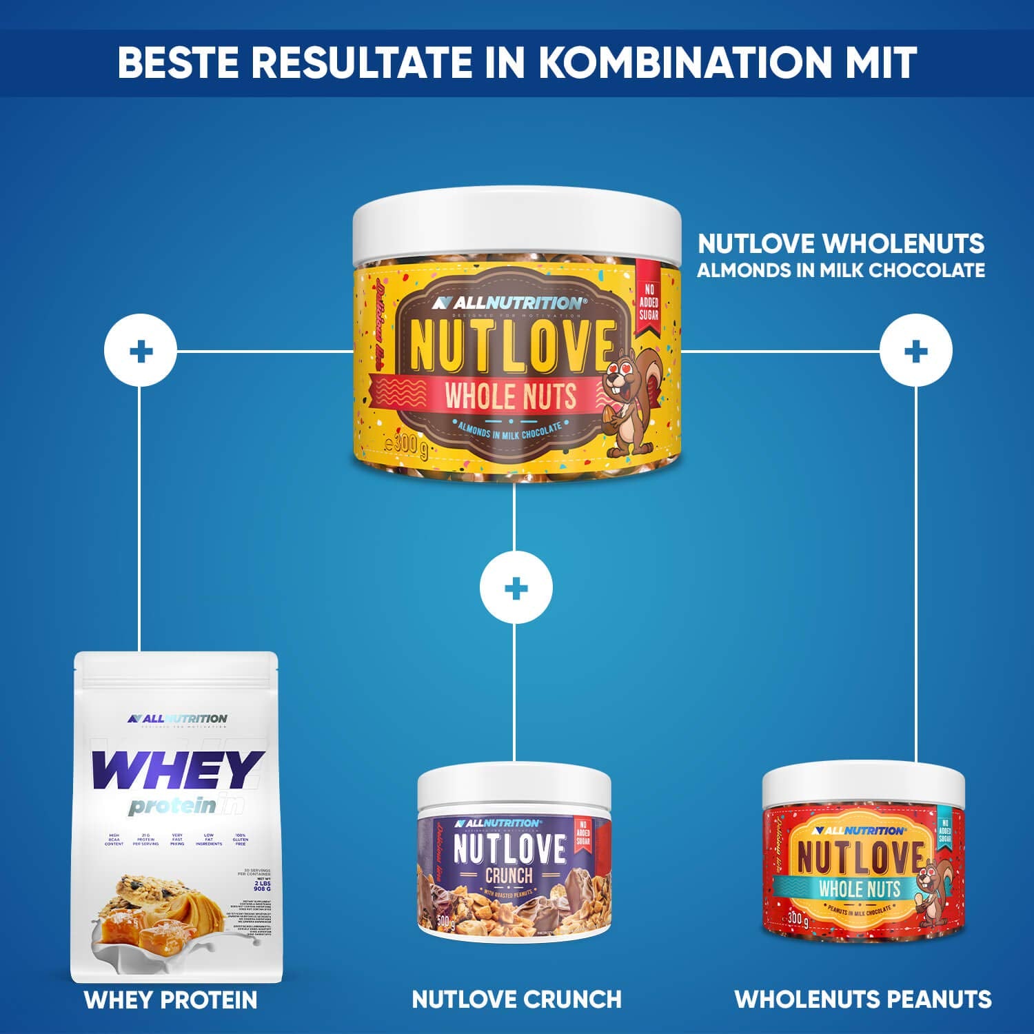 Allnutrition Nutlove Whole Nuts 300g - Premium Mixed Nuts for Snacking, Baking & Healthy Eating - Perfect for Office, Gym & Home Use