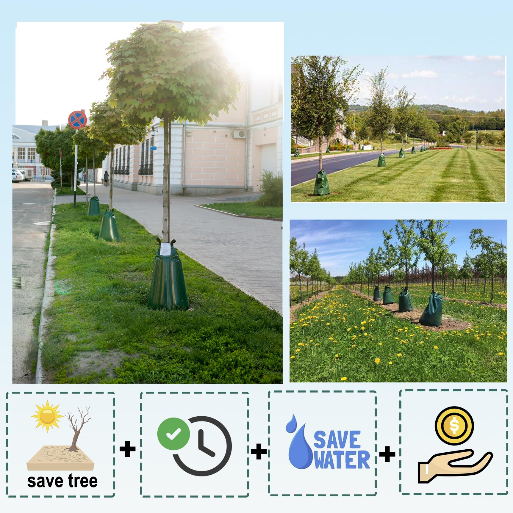 USHIGHTLIGHT 20 Gallon Tree Watering Bag - Slow Release Drip Irrigation System for Trees, Portable & Water Saving (1/2/3 Pack) - Perfect for Newly Planted Trees, Garden Care & Drought Protection