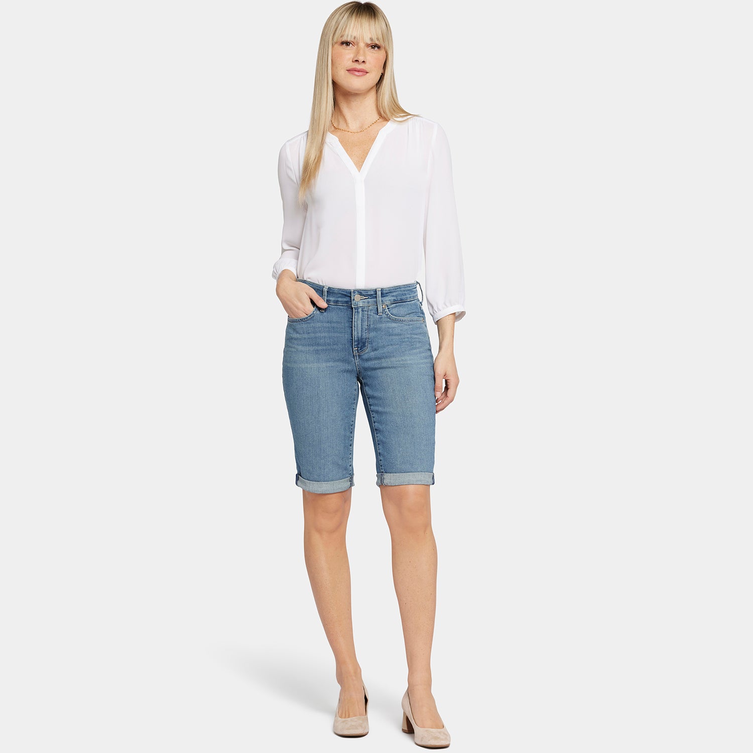 Briella Women's Denim Shorts in Heyburn Wash - High Waisted Distressed Denim Shorts for Summer & Casual Wear