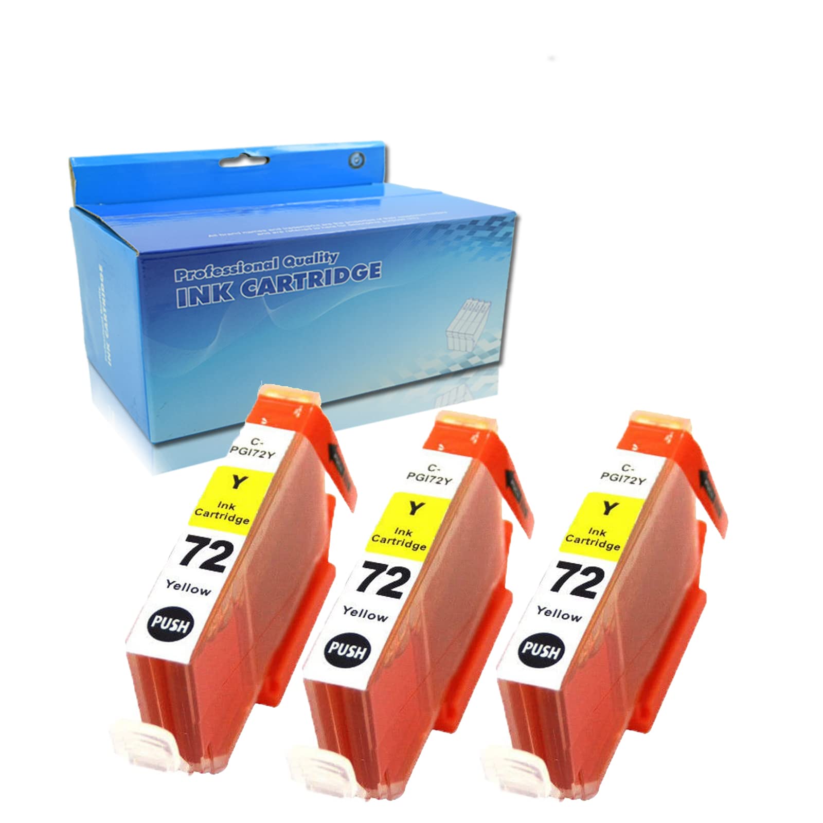 Canon PIXMA PRO-10 Compatible Ink Cartridge PGI-72 - 3 Pack Yellow Pigment Ink with Chip | High-Quality Replacement for Photo Printing, Art Projects & Professional Documents