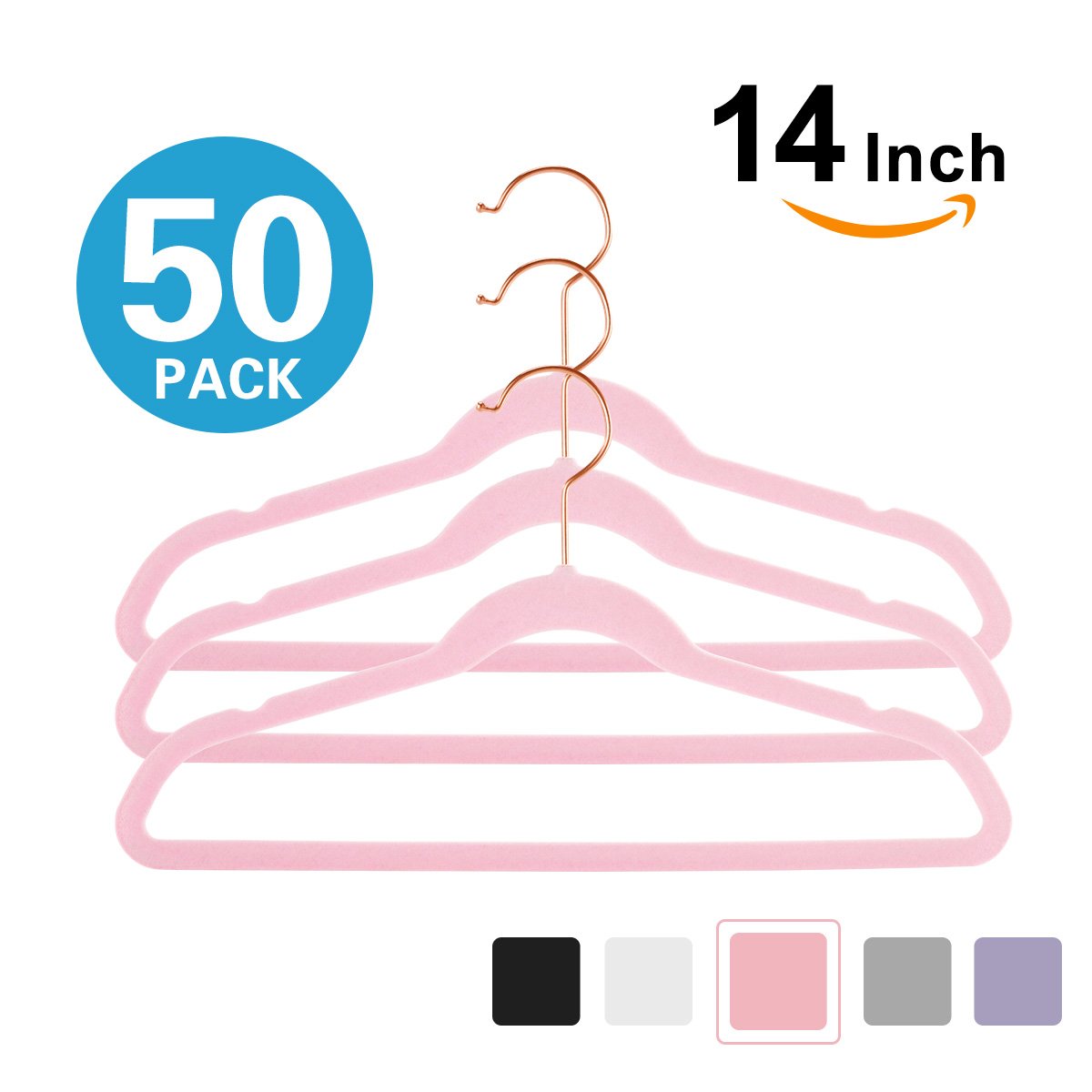 Premium Kids Velvet Hangers - Pack of 50, 14
