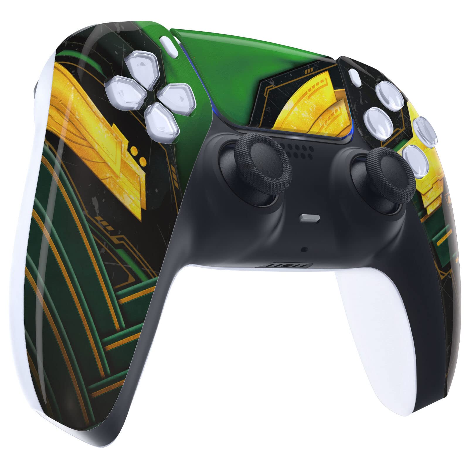 Custom Wireless PS5 Controller - Hand Airbrushed Green Armor Design | Ergonomic Gamepad for Pro Gamers | Perfect for Competitive Gaming & Long Play Sessions
