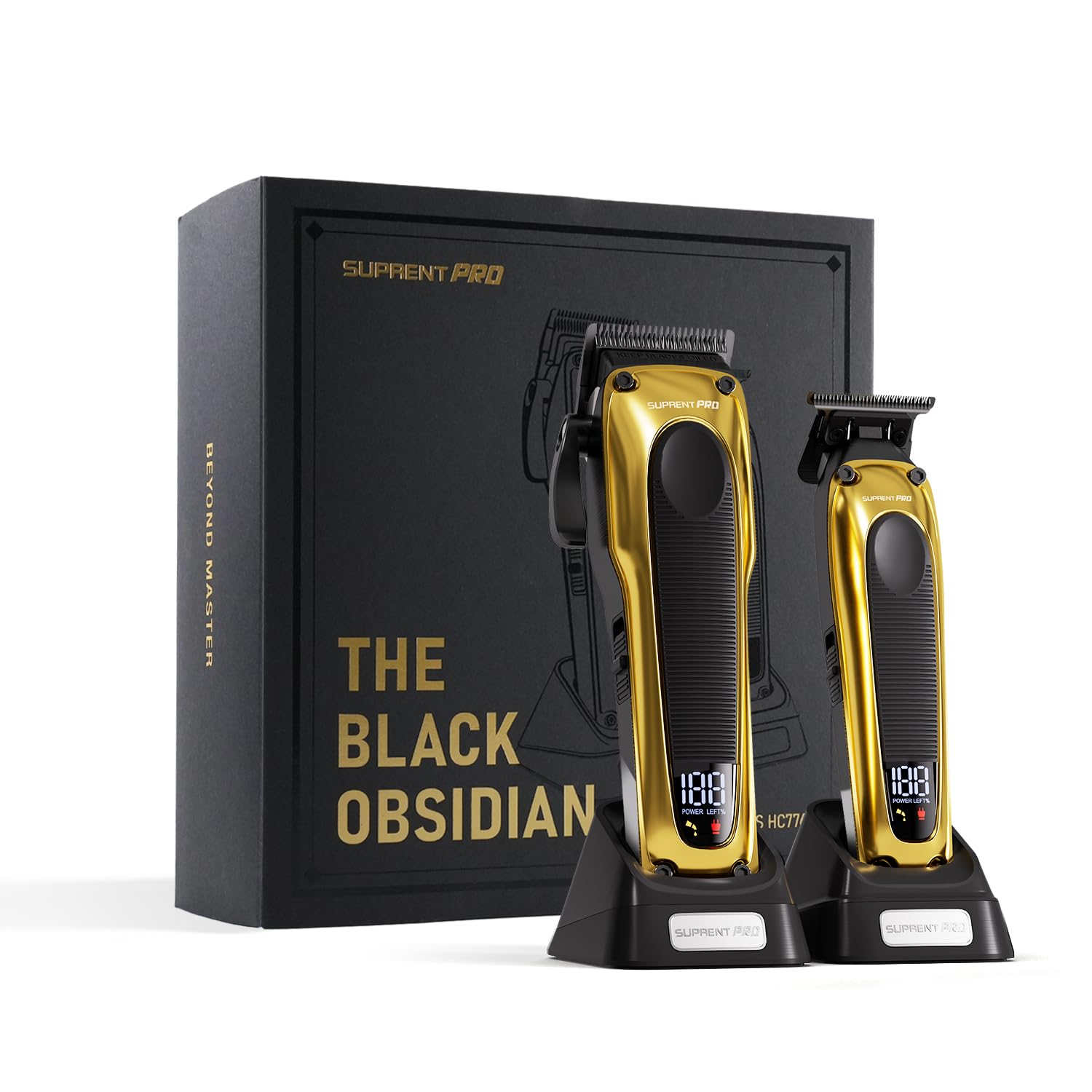 Professional Hair Clippers for Men - High Torque Brushless Motor & Detachable Blade - Cordless Hair Trimmer Set for Barbers with Charging Base - Premium Hair Clipper Kit - Gold - Perfect for Home Haircuts, Salon Styling & Beard Grooming