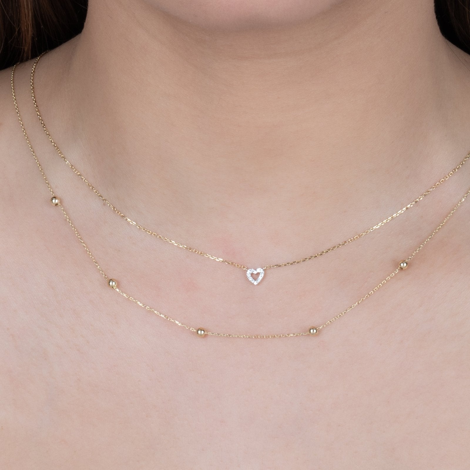 14K Solid Yellow Gold Diamond Heart Pendant Necklace for Women - Elegant Jewelry Gift for Valentine's Day, Anniversary & Special Occasions