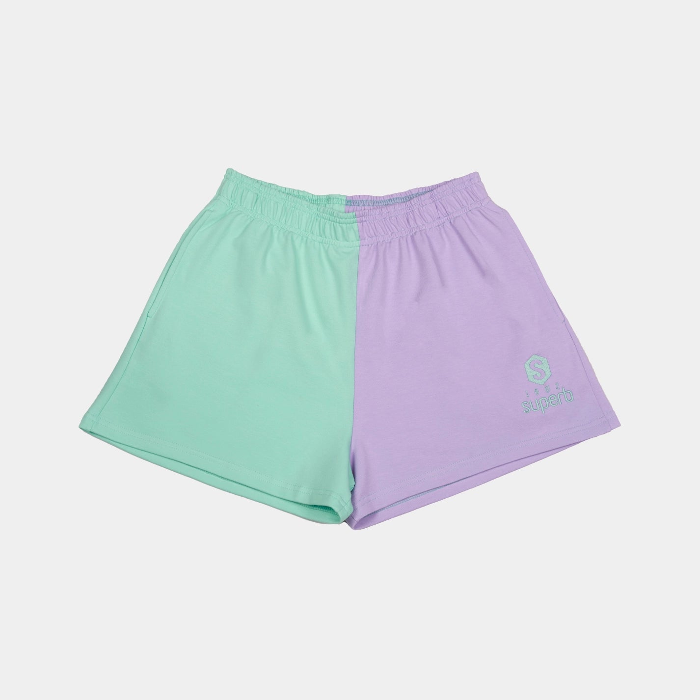 Short Bicolor Corto BeHappy Green/Lilac - Stylish and Comfortable Women's Shorts for Casual Wear, Workouts, and Summer Outfits