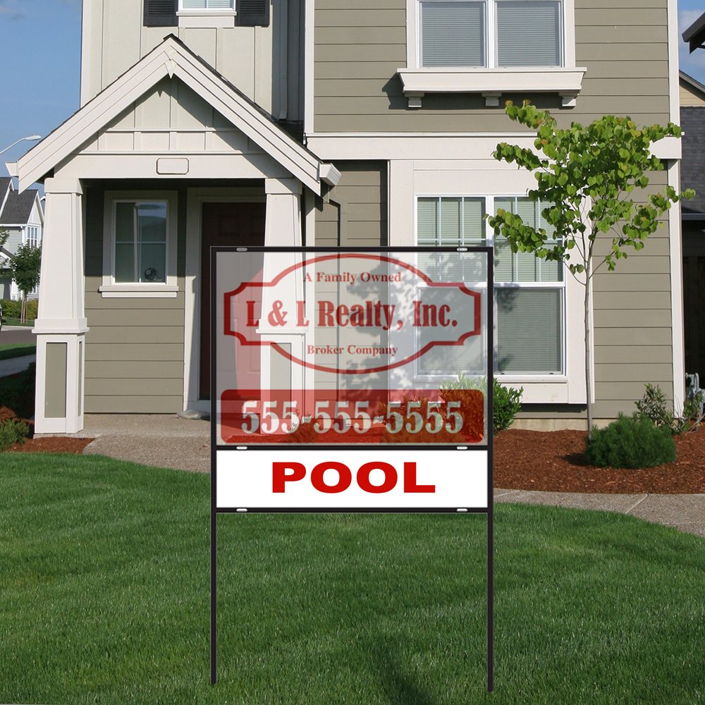 Double-Sided Aluminum Pool Sign Rider 6x30
