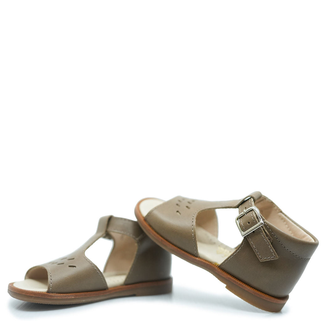 Beberlis Taupe Perforated Baby Sandals for Girls & Boys - Breathable Soft Sole First Walkers - Perfect for Summer, Beach & Outdoor Play