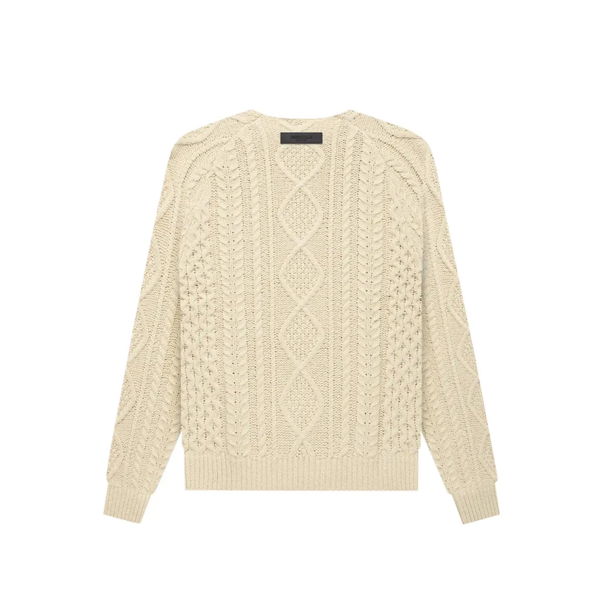 Fear of God Essentials Cable Knit Sweater in Eggshell - 2022 Collection | Cozy Winter Pullover for Men | Perfect for Casual Outfits and Layering