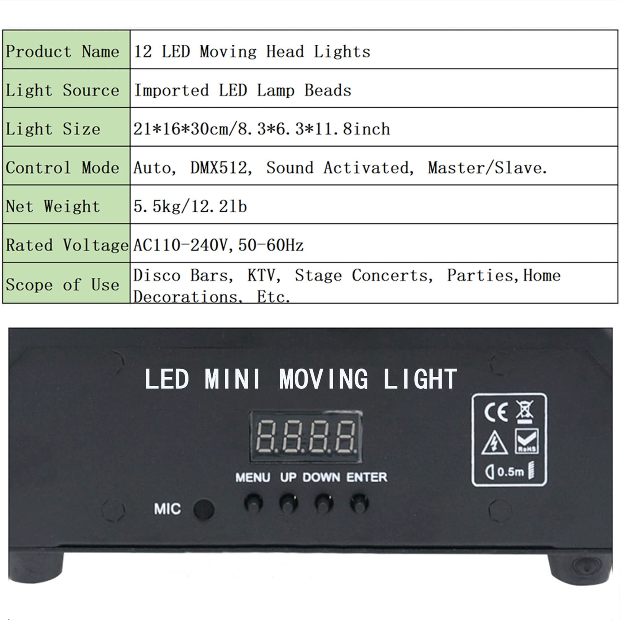 Professional Moving Head DJ Light - 360° Rotating Beam LED Stage Lighting with Sound Activation & DMX512 Control for DJ, KTV, Disco, Wedding, Concert, Festival - Perfect for Nightclubs, Live Shows, and Event Uplighting