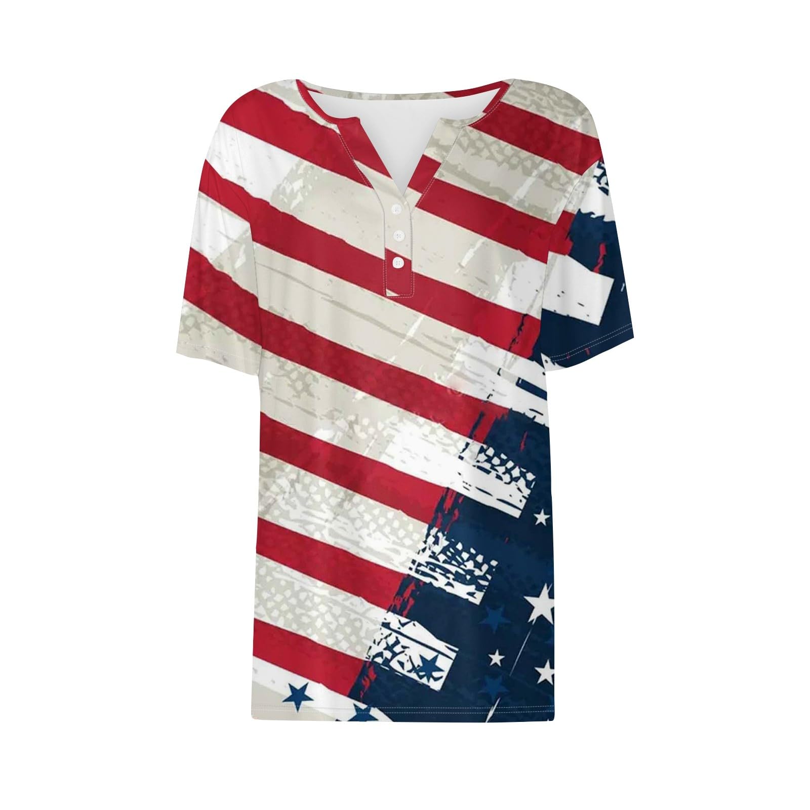 Women's Patriotic American Flag Shirt - Stars & Stripes Graphic Blouse for 4th of July, Summer Tops | Perfect for Independence Day Celebrations, BBQ Parties & Casual Outings