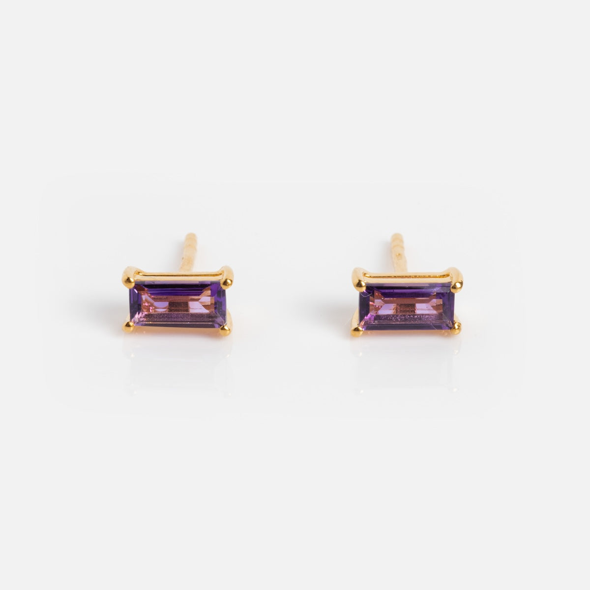 Birthstone Baguette Stud Earrings - Dainty Minimalist Jewelry for Women | Perfect Gift for Birthday, Anniversary & Everyday Wear