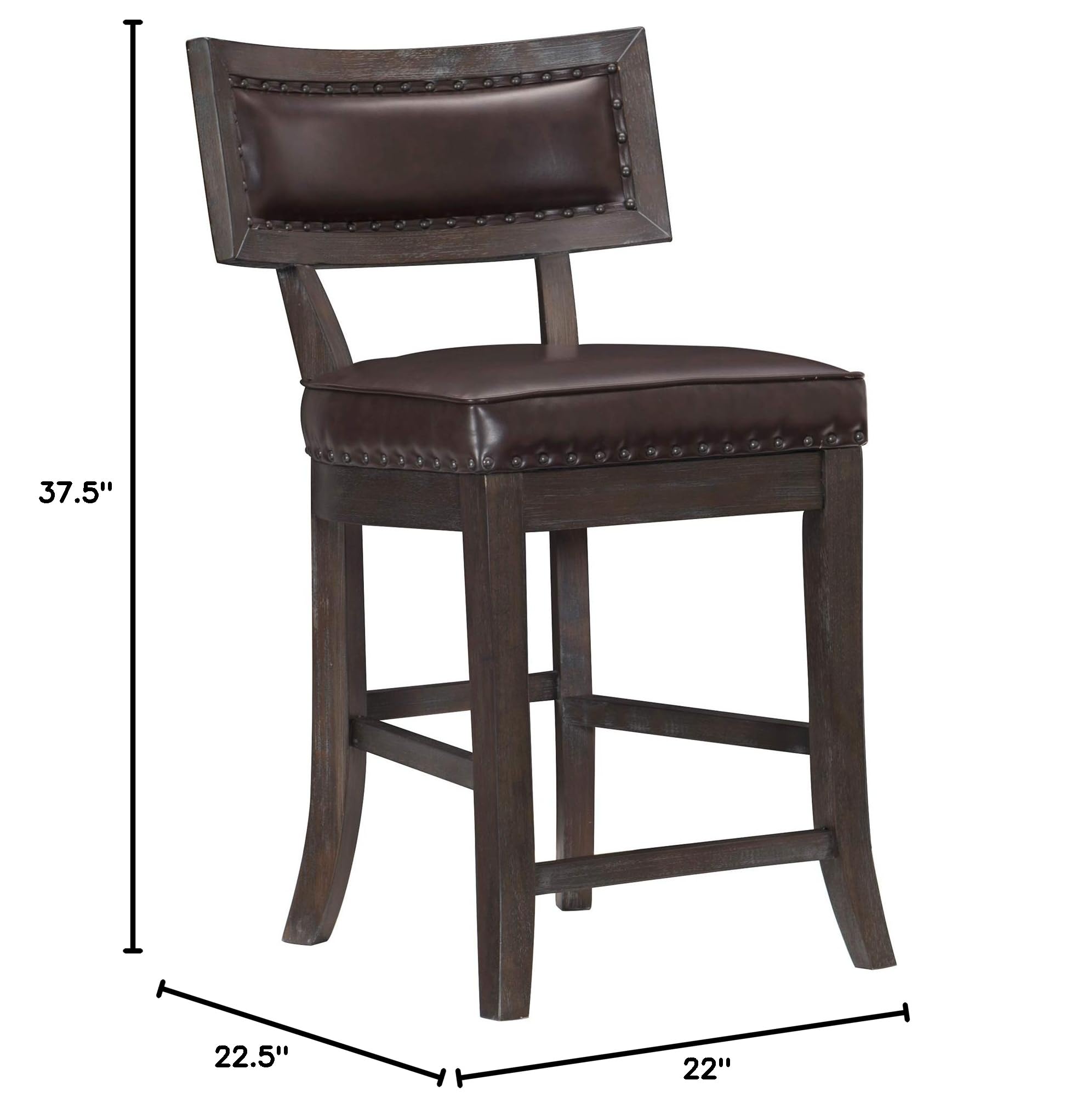 Homelegance Oxton 2-Piece Set Counter Height Bar Stools - Cherry Wood Finish - Perfect for Kitchen Islands, Breakfast Nooks & Small Dining Spaces