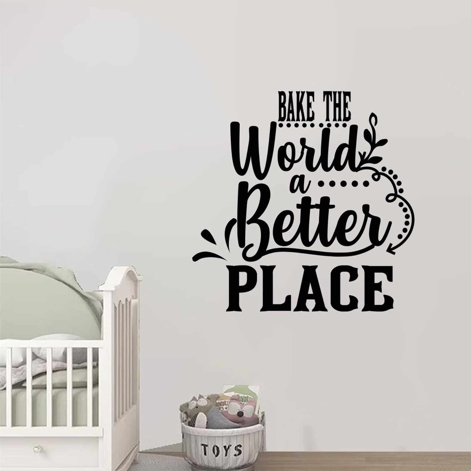Bake The World A Better Place Wall Decals - 22 Inch Inspirational & Motivational Vinyl Stickers for Bedroom, Living Room, Kitchen Decor - Perfect for Home, Office & Dorm Room Wall Art