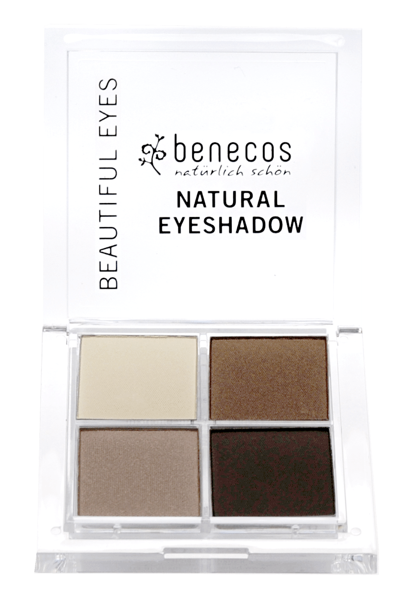 Benecos Natural Eyeshadow Quattro Palette - Coffee & Cream Shades | Vegan & Cruelty-Free Makeup for Everyday & Evening Looks