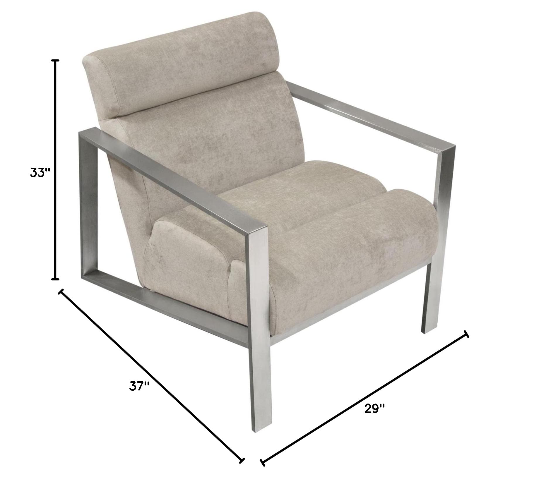 Luxury Diamond Sofa La Brea Accent Chair - Champagne Finish for Living Room, Bedroom & Office Decor | Modern Mid-Century Style Armchair with Tufted Back