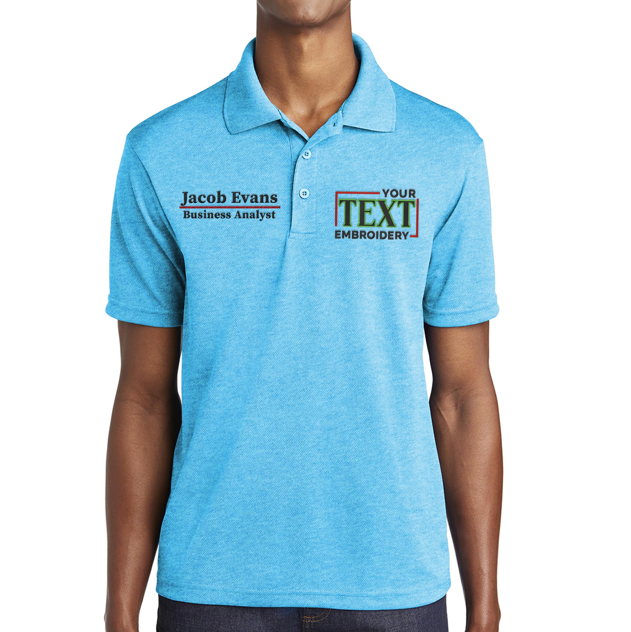 Custom Embroidered Men's Polo Shirts - Personalized Short Sleeve Golf Shirts with Name/Text - Breathable & Comfortable for Golf, Work & Casual Wear