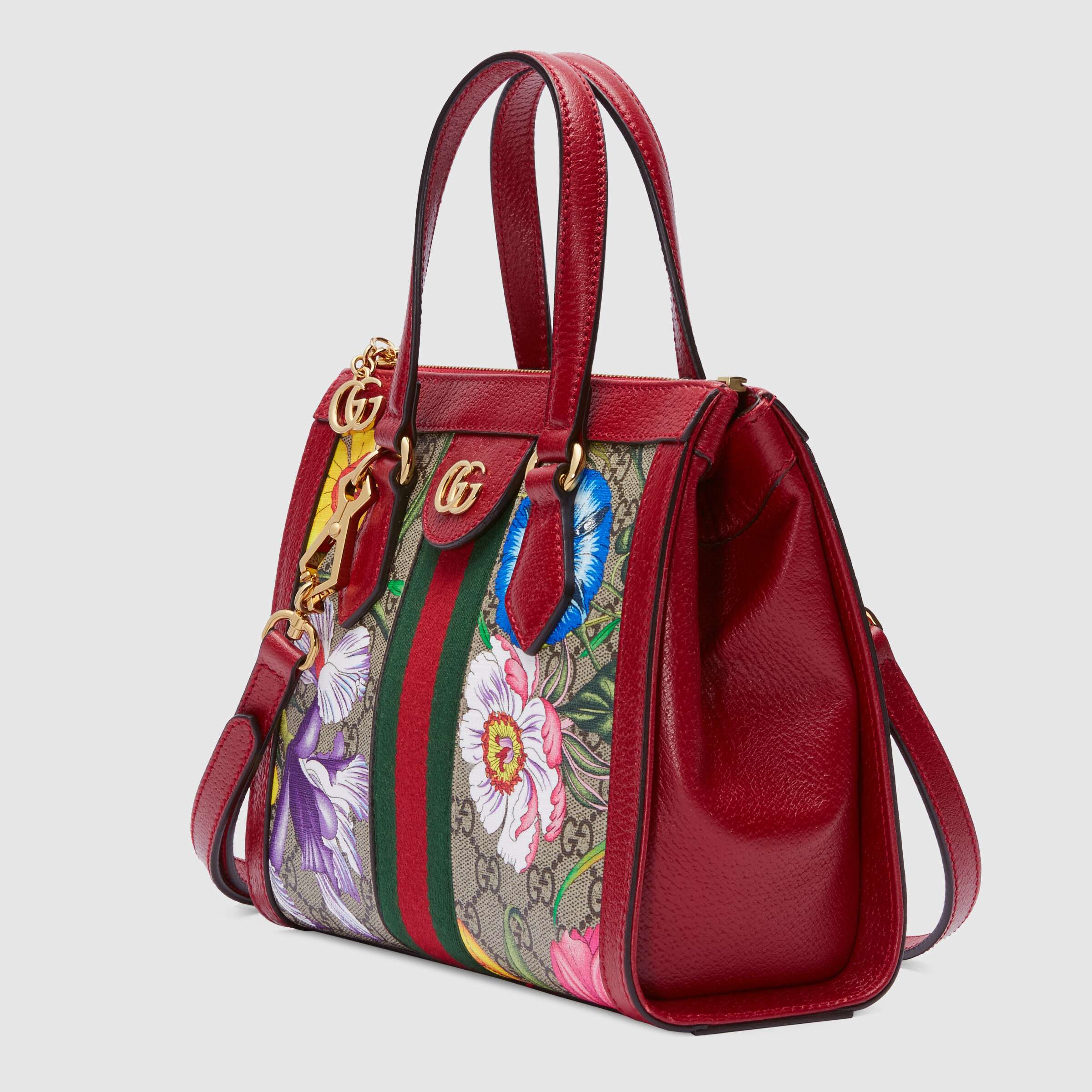 Gucci Ophidia GG Flora Small Red Tote Bag for Women - Luxury Designer Handbag Perfect for Work, Travel & Everyday Use