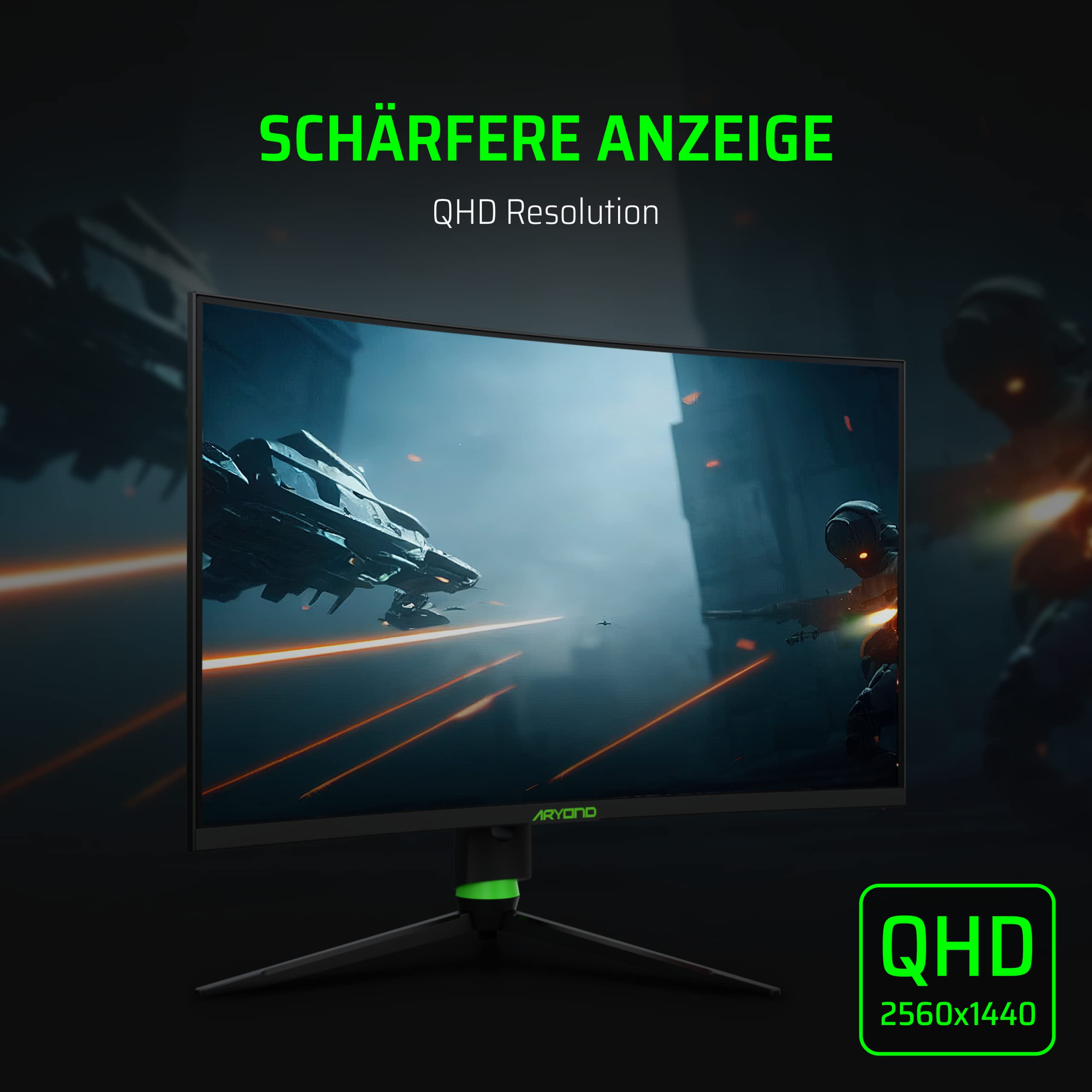Aryond A32 V1.3 32-Inch Curved Gaming Monitor | 165Hz QHD (2560x1440) 1ms Response | HDR10, FreeSync & G-Sync Compatible | 119.9% sRGB | Built-in Speakers | Perfect for Competitive Gaming & Immersive Entertainment