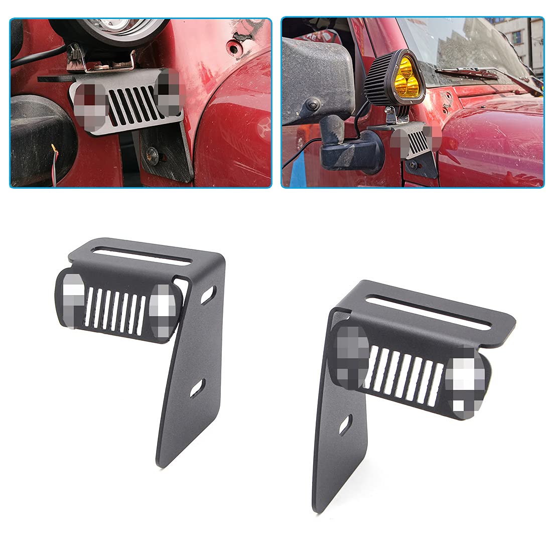Jeep Wrangler JK & JKU A-Pillar LED Light Pod Mounting Brackets (2007-2018) - Durable Off-Road Cowl Hood Side Light Mounts for Jeep JK Accessories - Perfect for Night Trail Driving & Off-Road Adventures