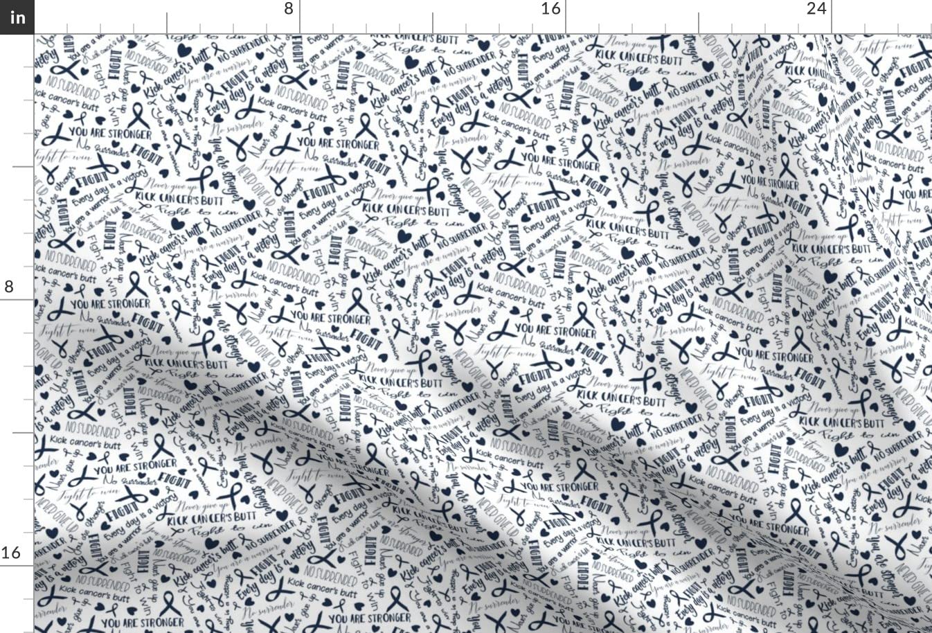 Blue Cancer Awareness Printed Minky Fabric Fat Quarter - Soft Plush Material for Sewing Baby Blankets, Quilt Backing & DIY Projects - Perfect for Charity Events, Nursery Decor & Thoughtful Gifts