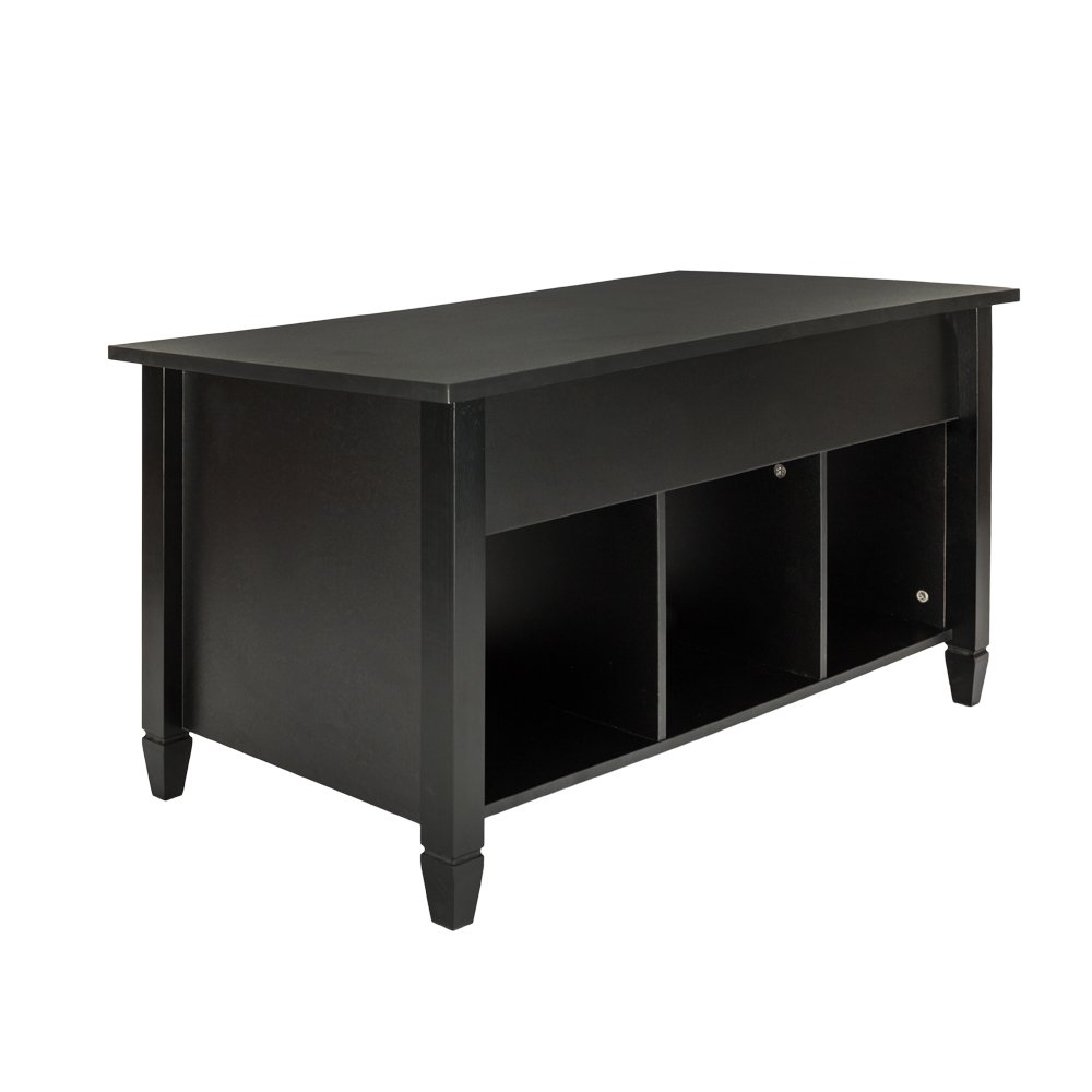Modern Lift Top Coffee Table with Hidden Storage Compartment & Shelf - Convertible Lift Tabletop for Living Room, Sofa, Home Office (Black) - Perfect for Small Spaces & Entertaining Guests