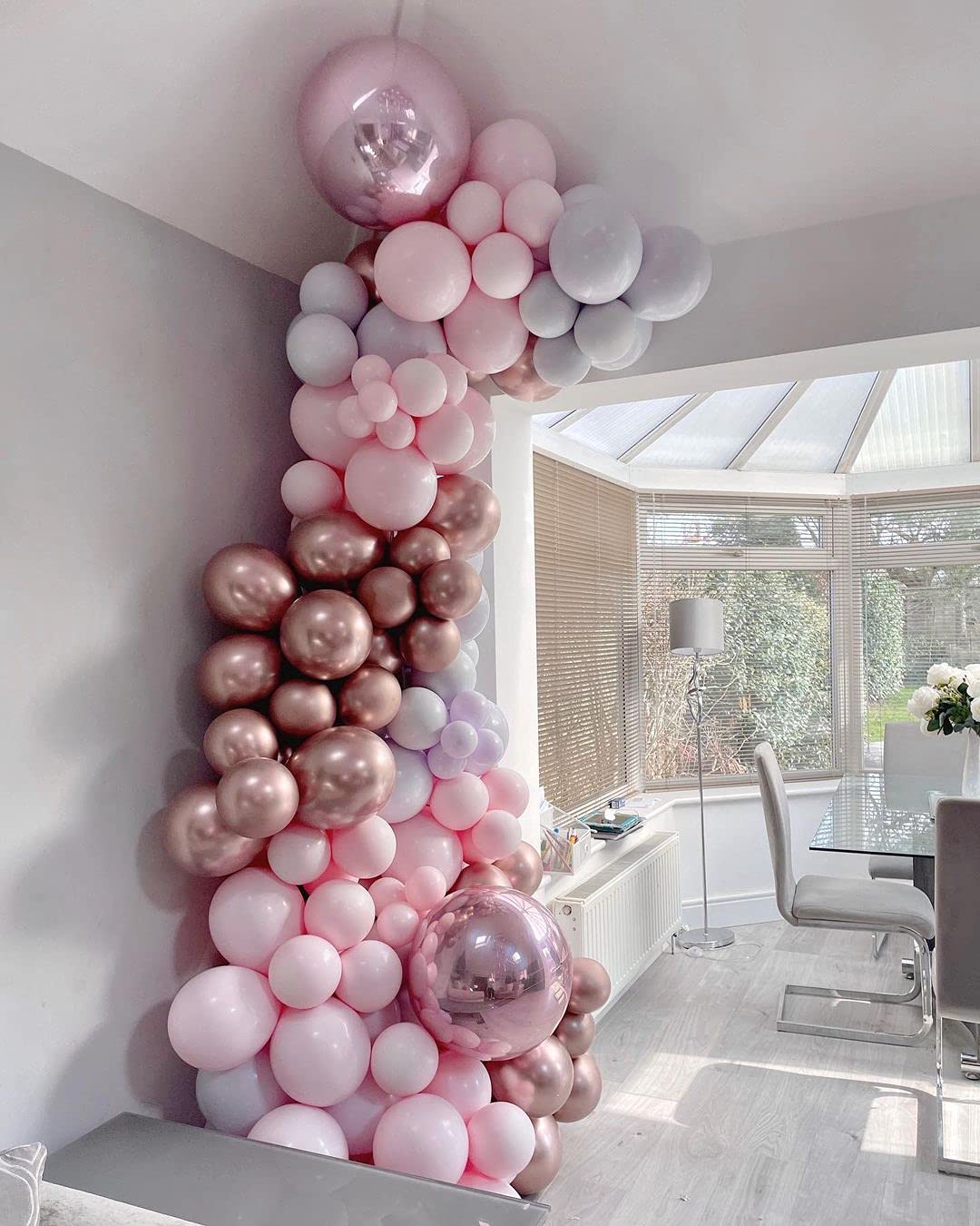Rose Gold Metallic Balloons Kit - 12 Inch & 5 Inch Chrome Latex Balloons for Wedding, Bridal Shower & Birthday Party Decorations - Perfect for Balloon Arches, Backdrops and Photo Booth Decor