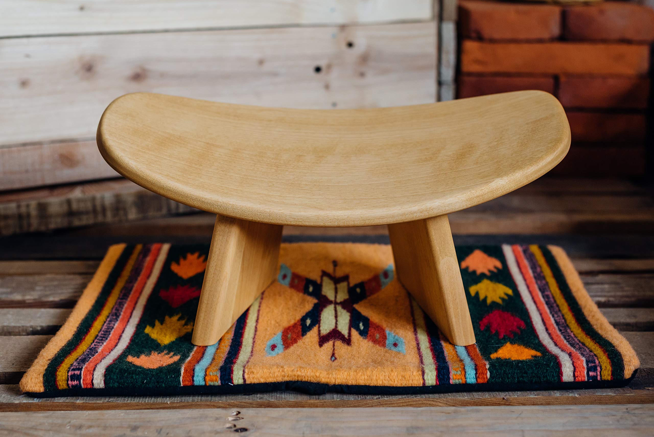 IKUKO Solid Wood Meditation Bench - Handmade Eco-Friendly Kneeling Seat for Yoga & Zen Practice - Ergonomic Seiza Stool for Home, Studio & Temple Use