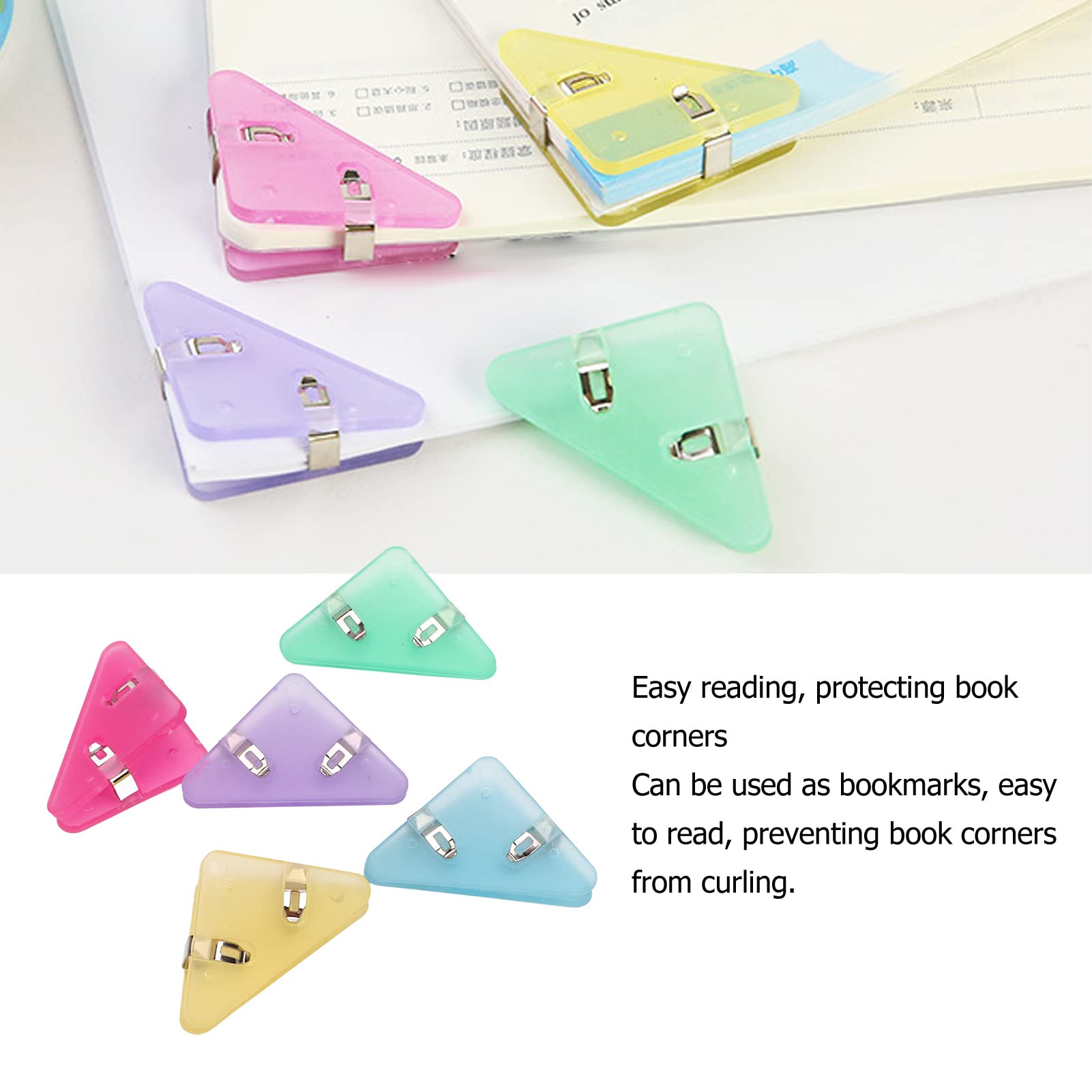 15Pcs Cute Triangular Paper Corner Clips - Reusable Bookmark & Document Fixing Tool for Test Papers, Notes, Office & School Supplies | Perfect for Organizing, Studying & Filing Documents