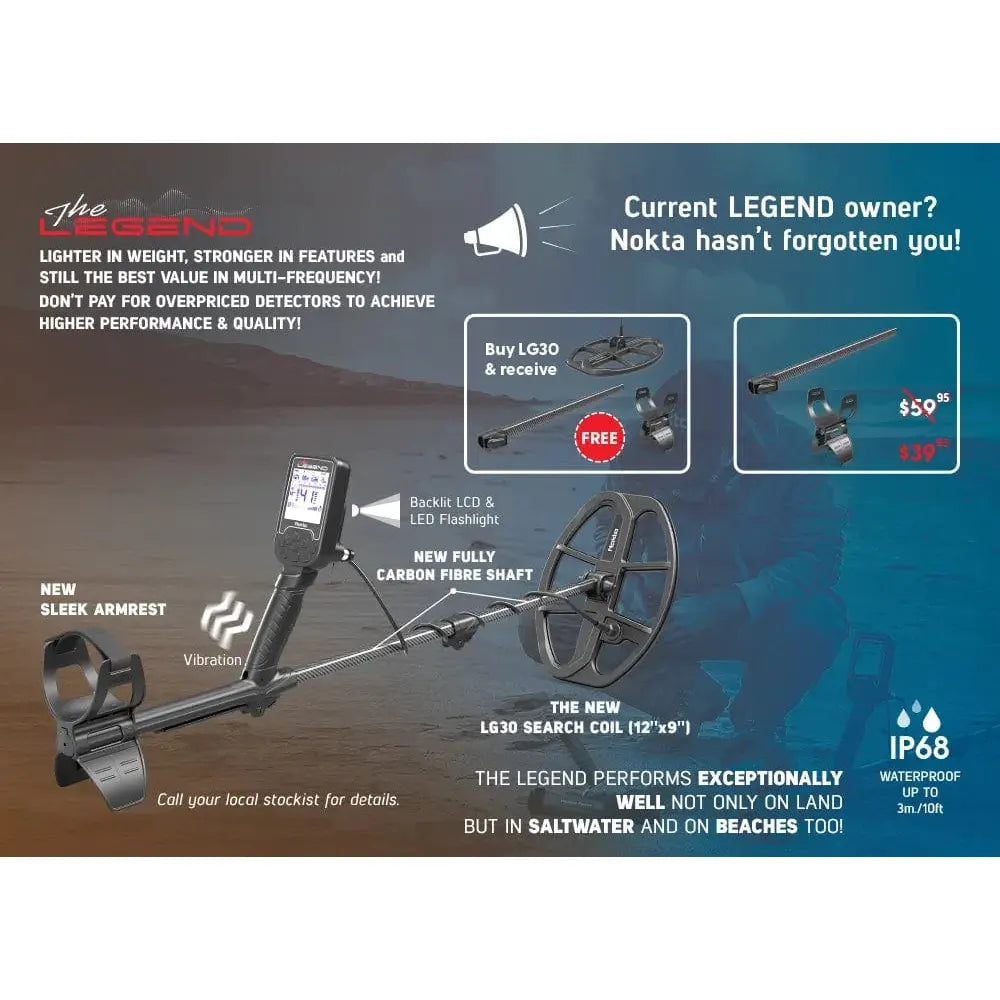 Nokta The Legend Metal Detector with LG30 Search Coil & Wireless Headphones - Professional Gold Detecting, Treasure Hunting & Beach Metal Detecting Equipment