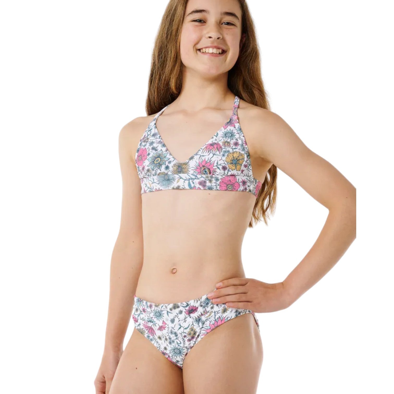 Rip Curl Girls Hibiscus Print Bikini Swimwear Set - Cute Floral Two-Piece Swimsuit for Toddler & Kids - Perfect for Beach, Pool & Summer Vacation