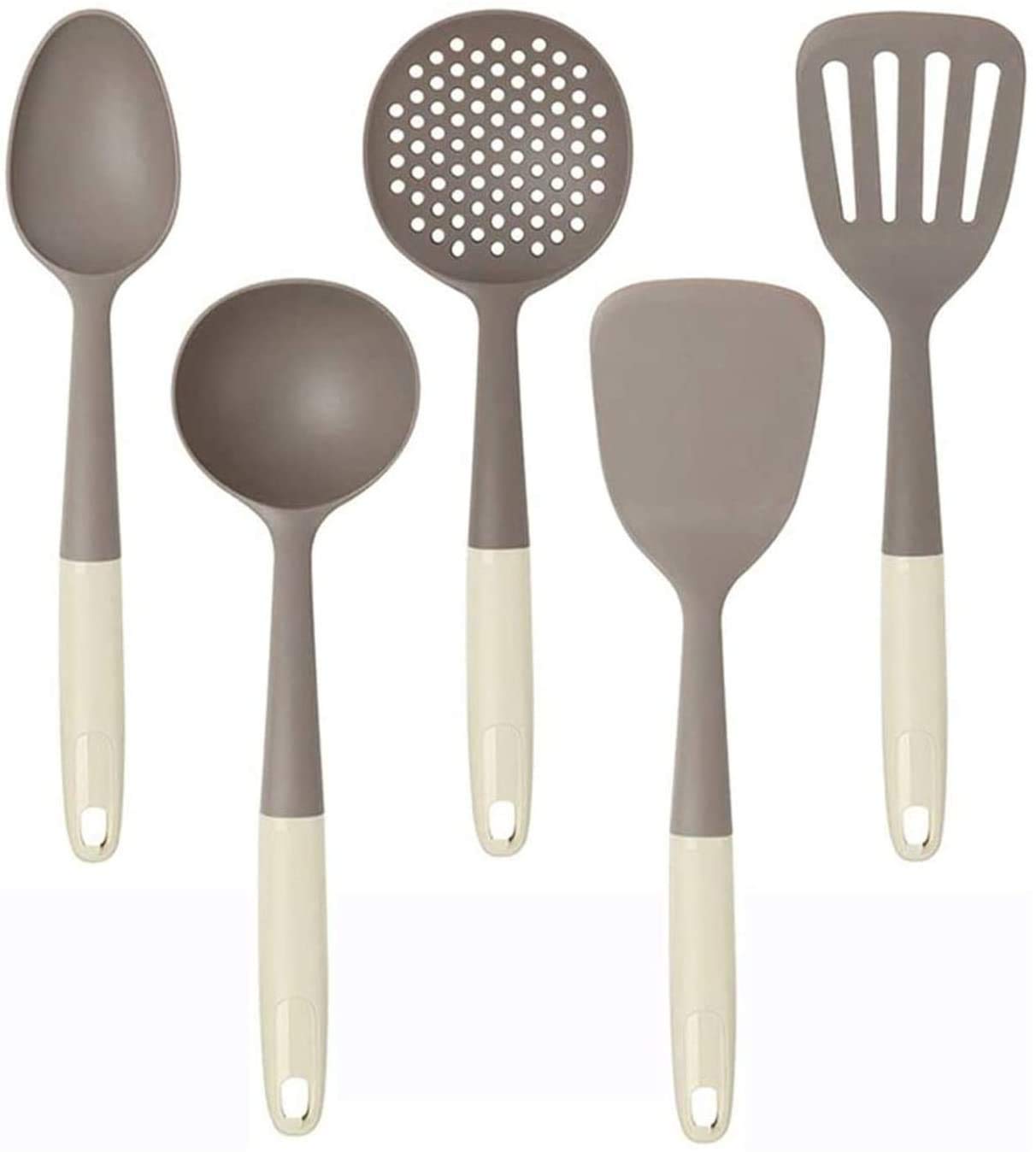 5-Piece Nylon Kitchen Utensil Set - Heat-Resistant Spatula, Spoon & Colander for Cooking & Baking | Non-Stick Cookware Tools for Frying, Mixing & Serving | Perfect Kitchenware Gift for Home Chefs